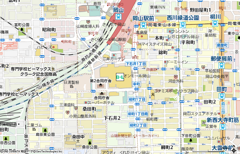 アイシティイオンモール岡山店付近の地図